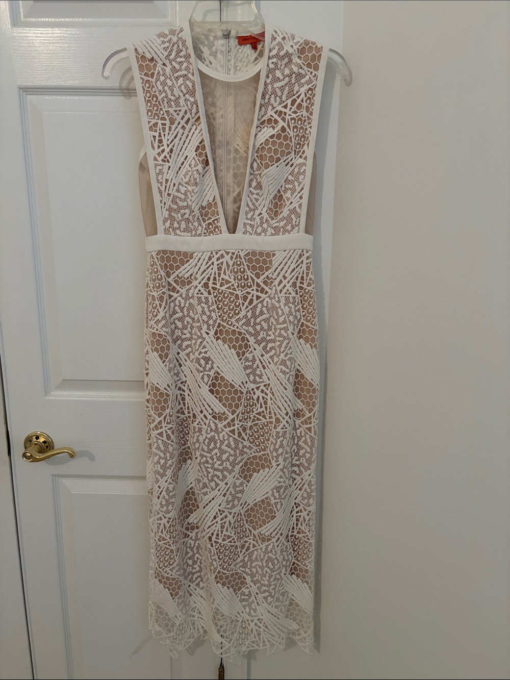 Manning Cartell White Lace Midi Dress with Nude Lining